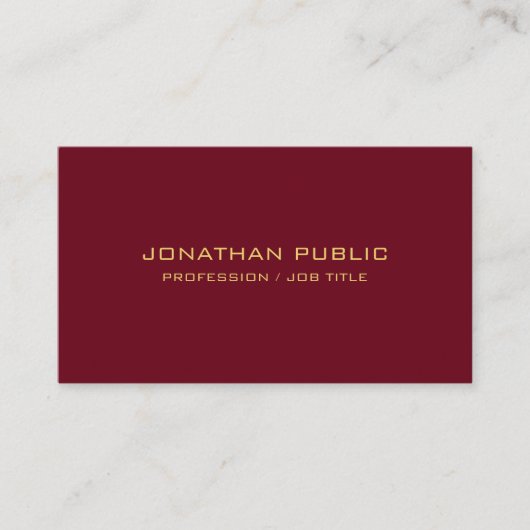 Professional Elegant Template Burgundy Red & Gold 名刺 (正面)