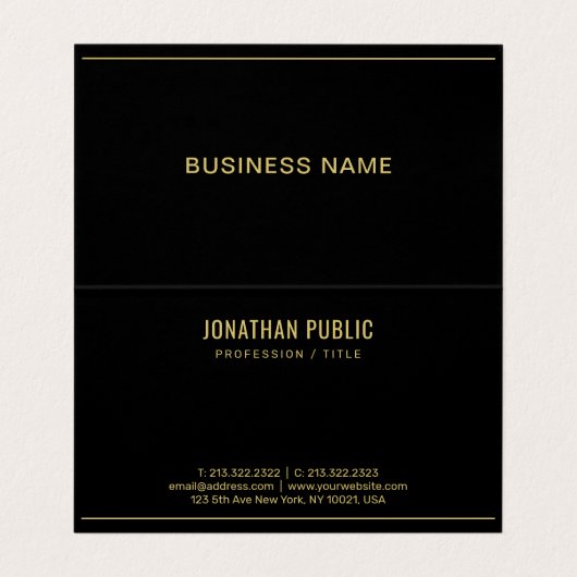 Professional Elegant Template Folded Black & Gold 名刺 (内部フラット)