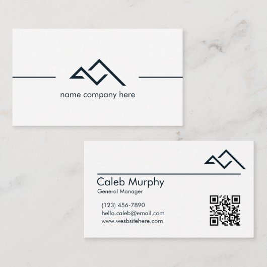 Professional Elegant White Bold Dark Green Modern 名刺 (正面/裏面)