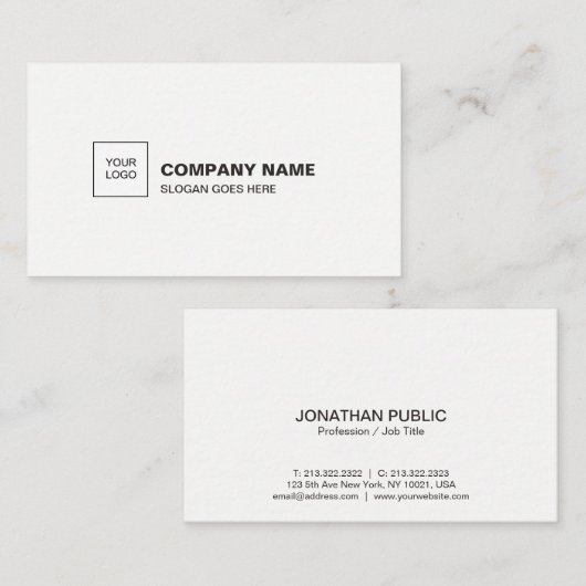 Professional Elegant White Clean Plain Company 名刺 (正面/裏面)