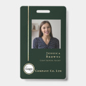 Professional Emerald Green Gold Photo Logo QR code バッジ (正面)