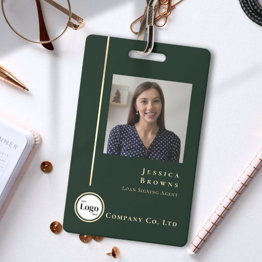 Professional Emerald Green Gold Photo Logo QR code バッジ