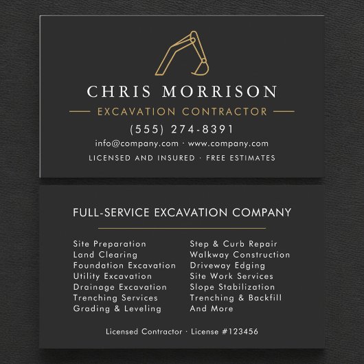 Professional Excavation Services Contractor 名刺