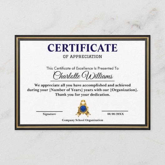 Professional Executive Achievement Certificate Art エンクロージャーカード (正面)