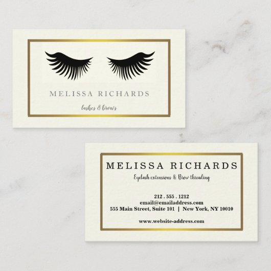 Professional Eyelashes Makeup Artist Black Busines 名刺 (正面/裏面)