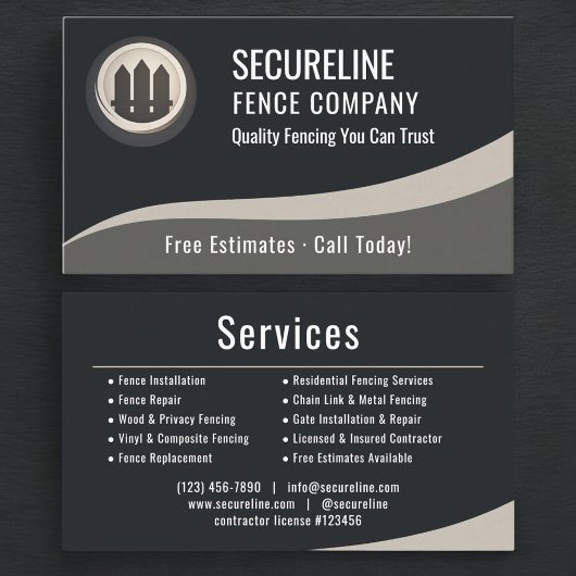 Professional Fencing Fence Builder Repair Company 名刺
