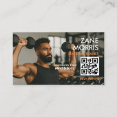Professional Fitness Coach Photo QR Code 名刺 (正面)