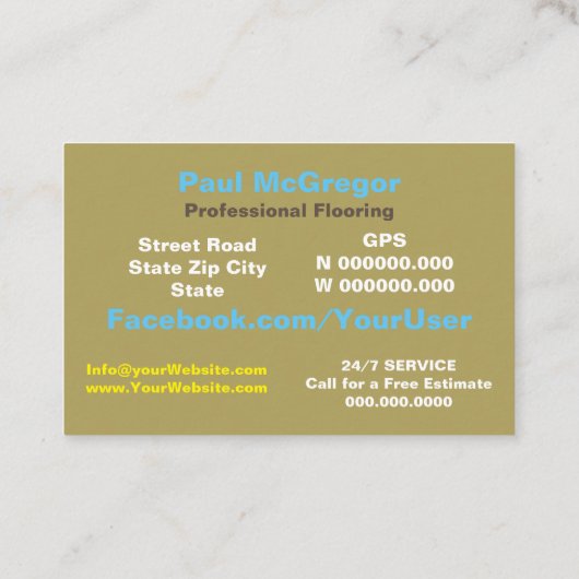 Professional Flooring 名刺 (裏面)