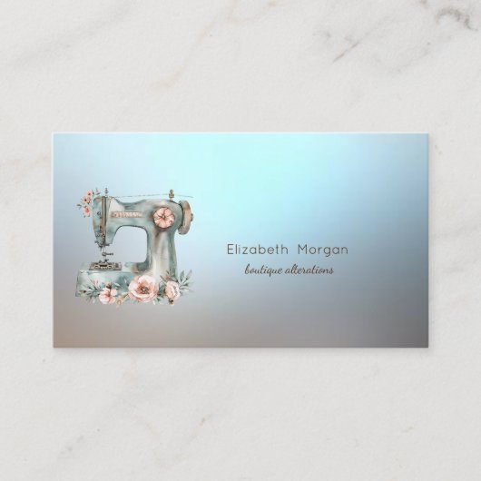 Professional Floral Sewing Machine Blue 名刺 (正面)