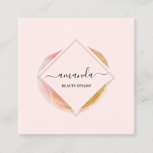 Professional Frame Beauty Studio Logo Makeup Body スクエア名刺 (正面)