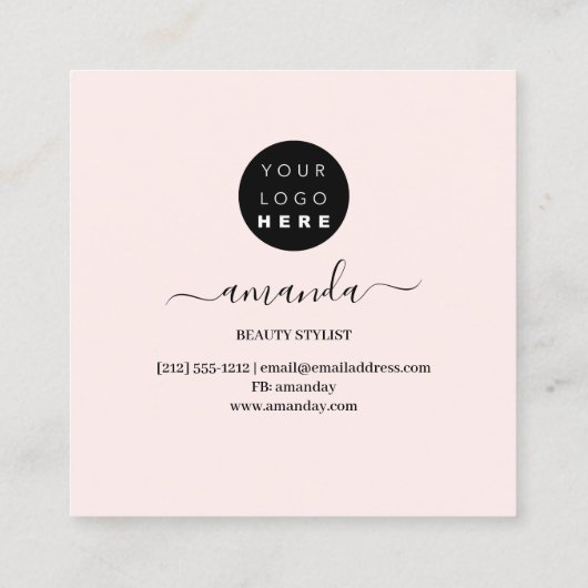 Professional Frame Beauty Studio Logo Makeup Body スクエア名刺 (裏面)