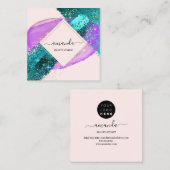 Professional Framed Gold Beauty Logo Purple Teal スクエア名刺 (正面/裏面)