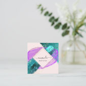Professional Framed Gold Beauty Logo Purple Teal スクエア名刺 (スタンド正面)