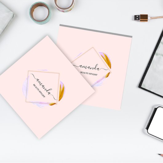 Professional Framed Gold Beauty Studio Logo Rose スクエア名刺