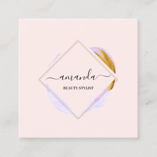 Professional Framed Gold Beauty Studio Logo Rose スクエア名刺 (正面)