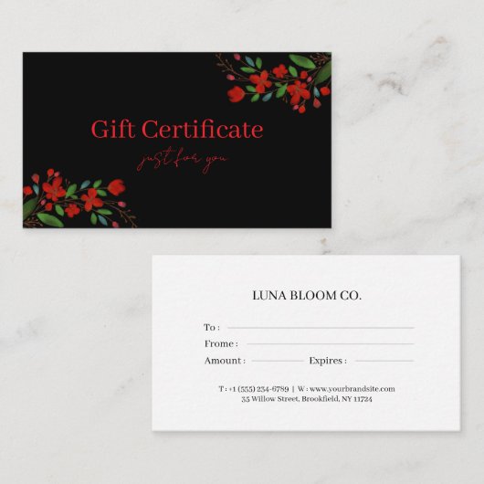 Professional Gift Certificates for Small Businesse 名刺 (正面/裏面)