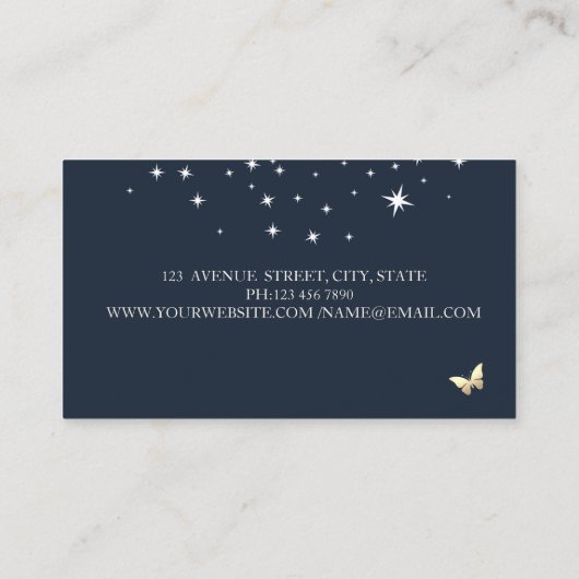 Professional Gold Circles Butterflies Stars Blue 名刺 (裏面)