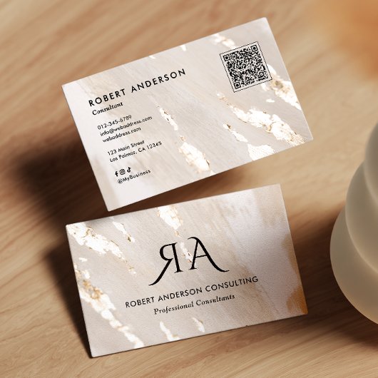 Professional Gold Foil QR Code & Social Media 名刺