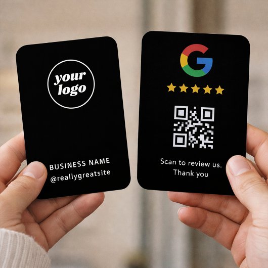 Professional Google review card with QR code