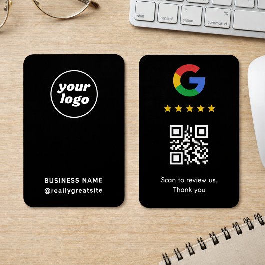 Professional Google review card with QR code