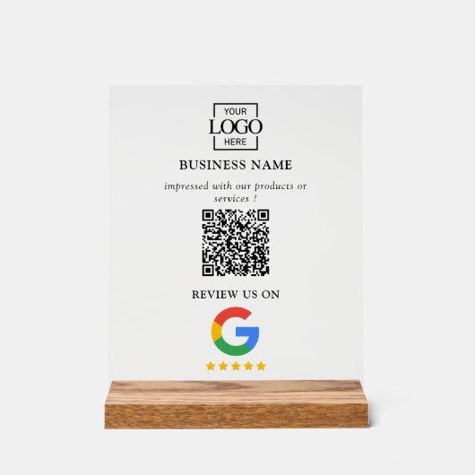 Professional Google Reviews QR Code Business Logo アクリルサイン (正面)