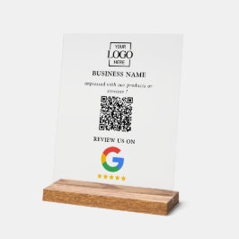 Professional Google Reviews QR Code Business Logo アクリルサイン