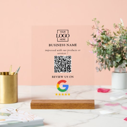 Professional Google Reviews QR Code Business Logo アクリルサイン (ウェディング)
