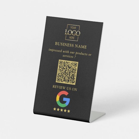 Professional Google Reviews QR Code Business Logo 台座サイン (正面)