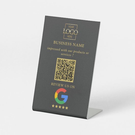 Professional Google Reviews QR Code Business Logo 台座サイン (正面)