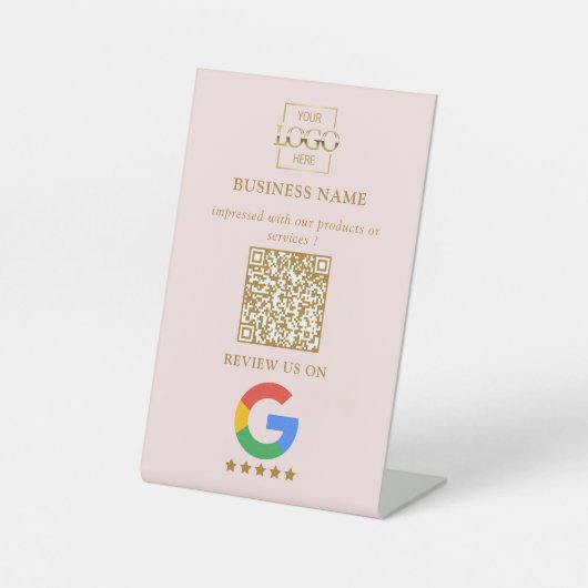 Professional Google Reviews QR Code Business Logo 台座サイン (正面)