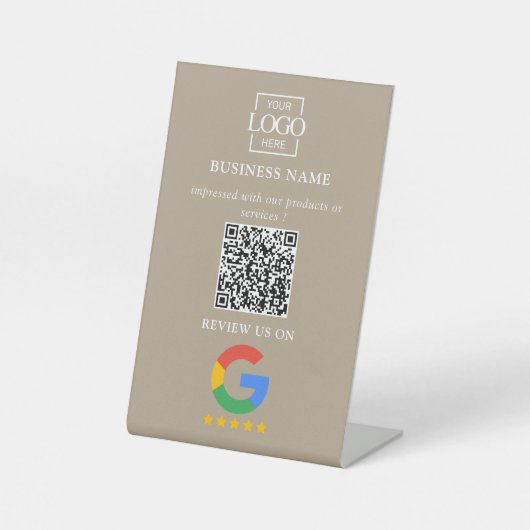 Professional Google Reviews QR Code Business Logo 台座サイン (正面)