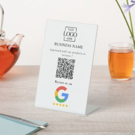 Professional Google Reviews QR Code Business Logo 台座サイン