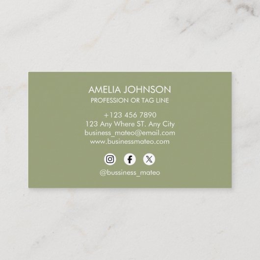 Professional Green Add your Logo 名刺 (裏面)