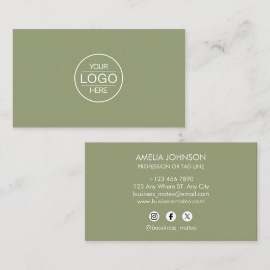 Professional Green Add your Logo 名刺 (正面/裏面)
