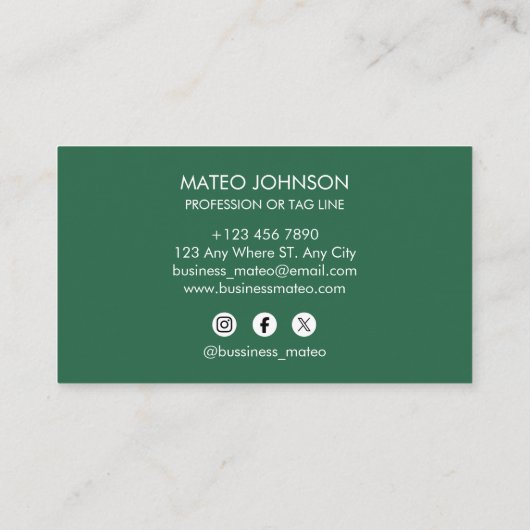 Professional Green Add your Logo 名刺 (裏面)