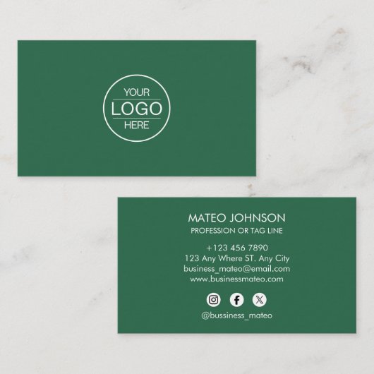 Professional Green Add your Logo 名刺 (正面/裏面)