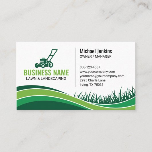Professional Green Lawncare Landscaping Mowing 名刺 (正面)