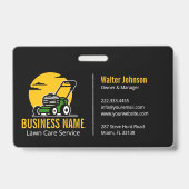 Professional Green Mowing Service Yellow Sun バッジ (正面)