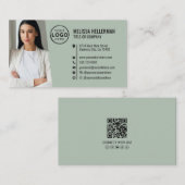 Professional Green QR Code Photo Logo 名刺 (正面/裏面)