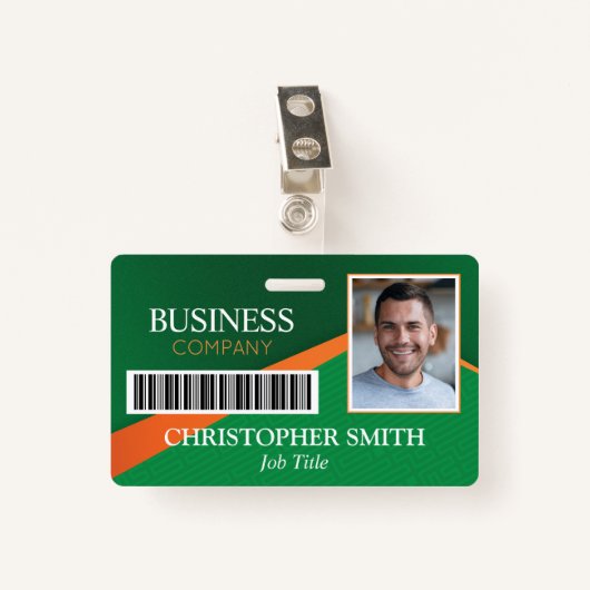Professional Green Staff ID Badge バッジ (正面クリップ)