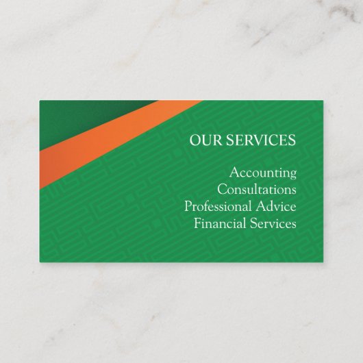 Professional Green with Orange Stripe 名刺 (裏面)