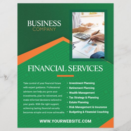 Professional Green with Orange Stripe Flyer チラシ (正面)