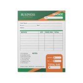 Professional Green with Orange Stripe Invoice Form ノートパッド (回転)