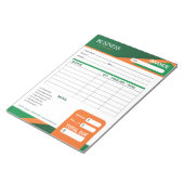 Professional Green with Orange Stripe Invoice Form ノートパッド (アングル)