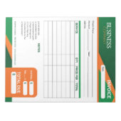 Professional Green with Orange Stripe Invoice Form ノートパッド (正面)