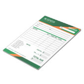 Professional Green with Orange Stripe Invoice Form ノートパッド (アングル)