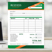 Professional Green with Orange Stripe Invoice Form ノートパッド