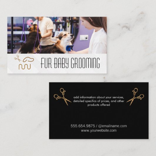 Professional Groomer Trimming Cute Dog 名刺 (正面/裏面)