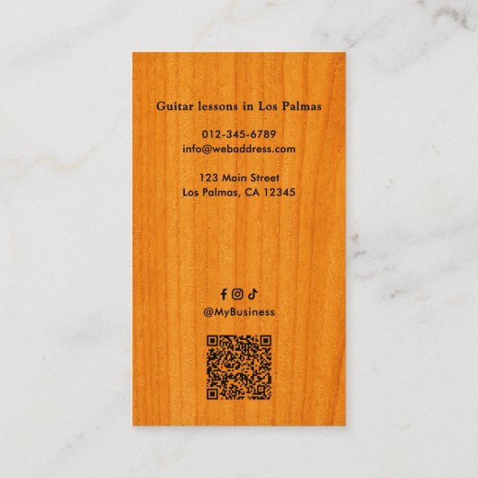 Professional Guitar Teacher QR Code & Social Media 名刺 (裏面)