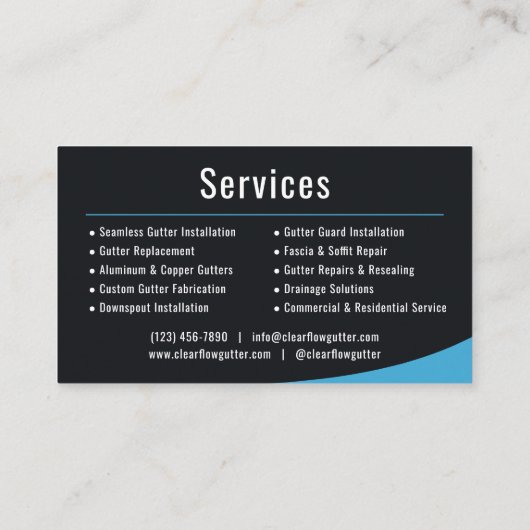 Professional Gutter Installation Company 名刺 (裏面)